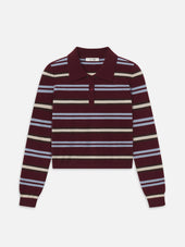 The Cashmere Weekender Polo -- Deep Garnet Multi Stripe