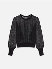 The Sheer Lace Dolman Top -- Black