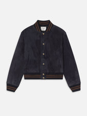 The Ritz Suede Varsity Jacket -- Dark Navy Multi