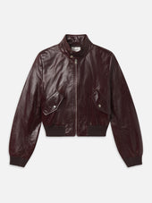 The Patent Leather Harrington Jacket -- Currant