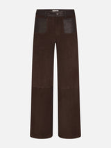 The Suede And Leather Slim Palazzo Modernist Pocket -- Dark Brown