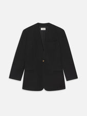 The Collarless Blazer -- Black Shadow Stripe