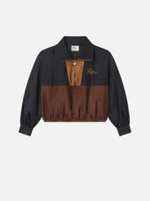 The Ritz Silk Half Zip Jacket -- Dark Navy Multi