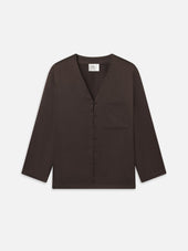 The Ritz Satin Pajama Shirt -- Brown Shadow Stripe