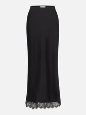 The Silk Lace Column Skirt -- Black