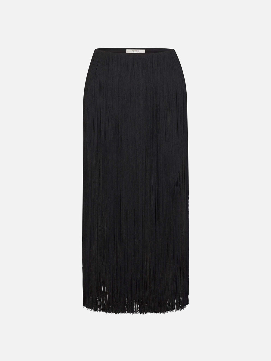 The Fringe Midi Skirt -- Black
