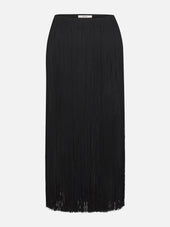 The Fringe Midi Skirt -- Black