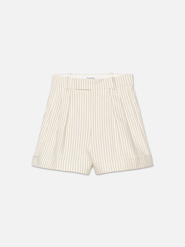 PLEATED WIDE CUFF SHORT CREAM MULTI – FRAME