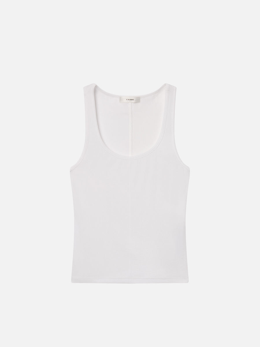 The Rib Scoop Neck Tank -- White