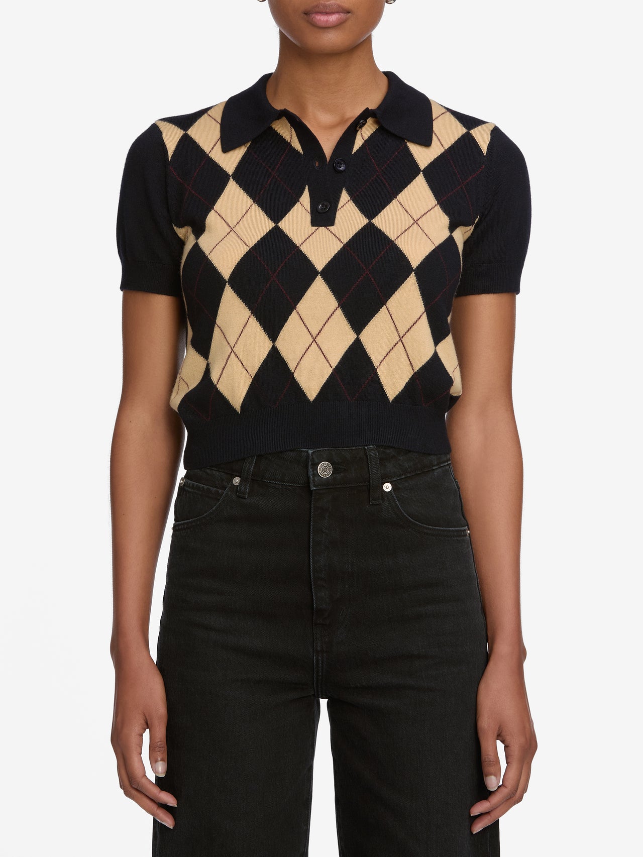 The Argyle Short Sleeve Polo -- Navy Multi