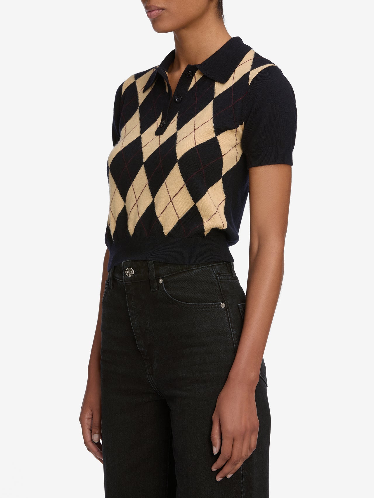 The Argyle Short Sleeve Polo -- Navy Multi