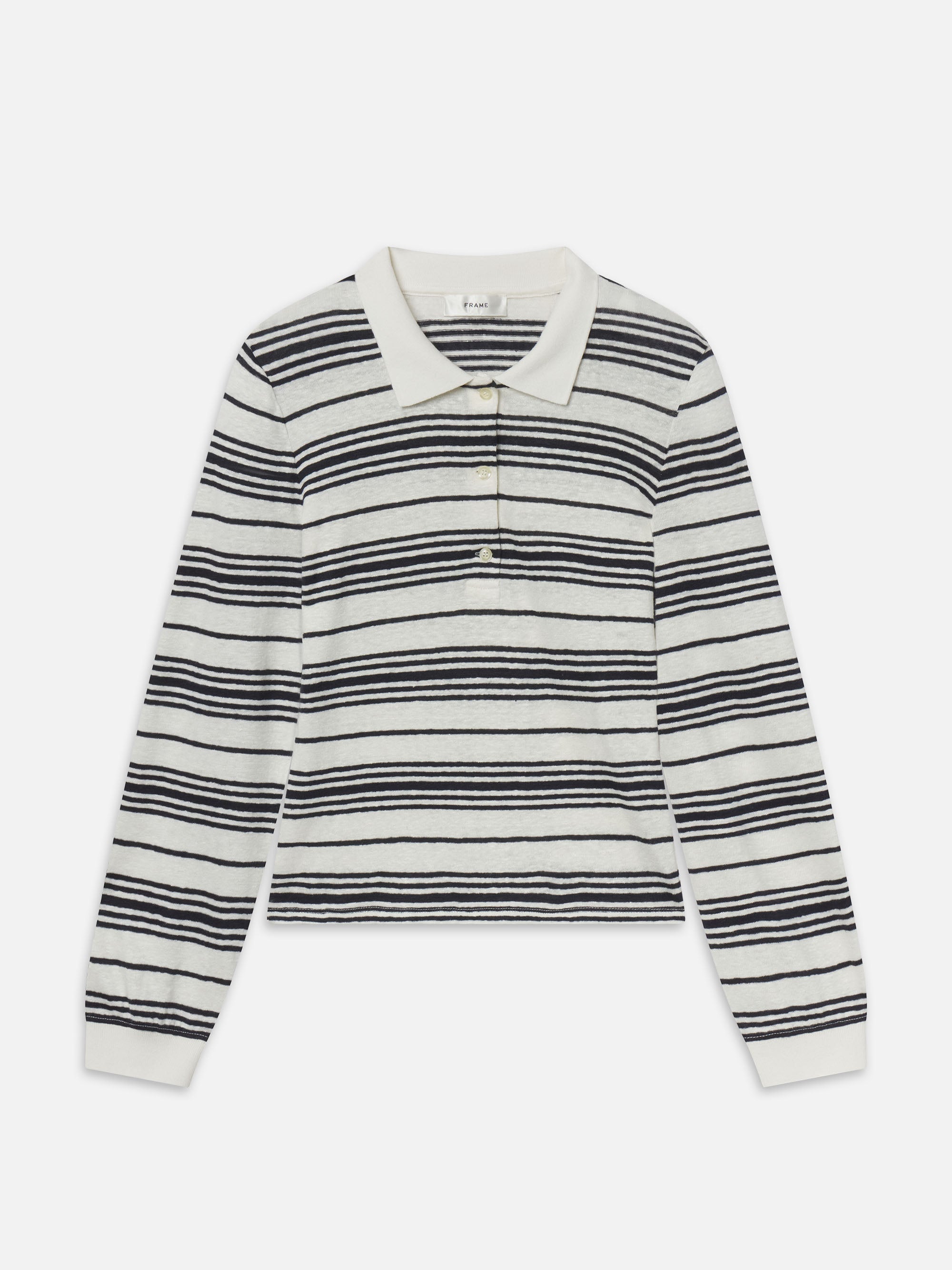 THE STRIPED L/S POLO CREAM MULTI