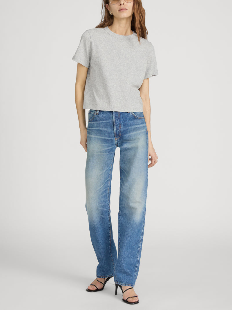 The Heather Boxy Tee -- Heather Grey