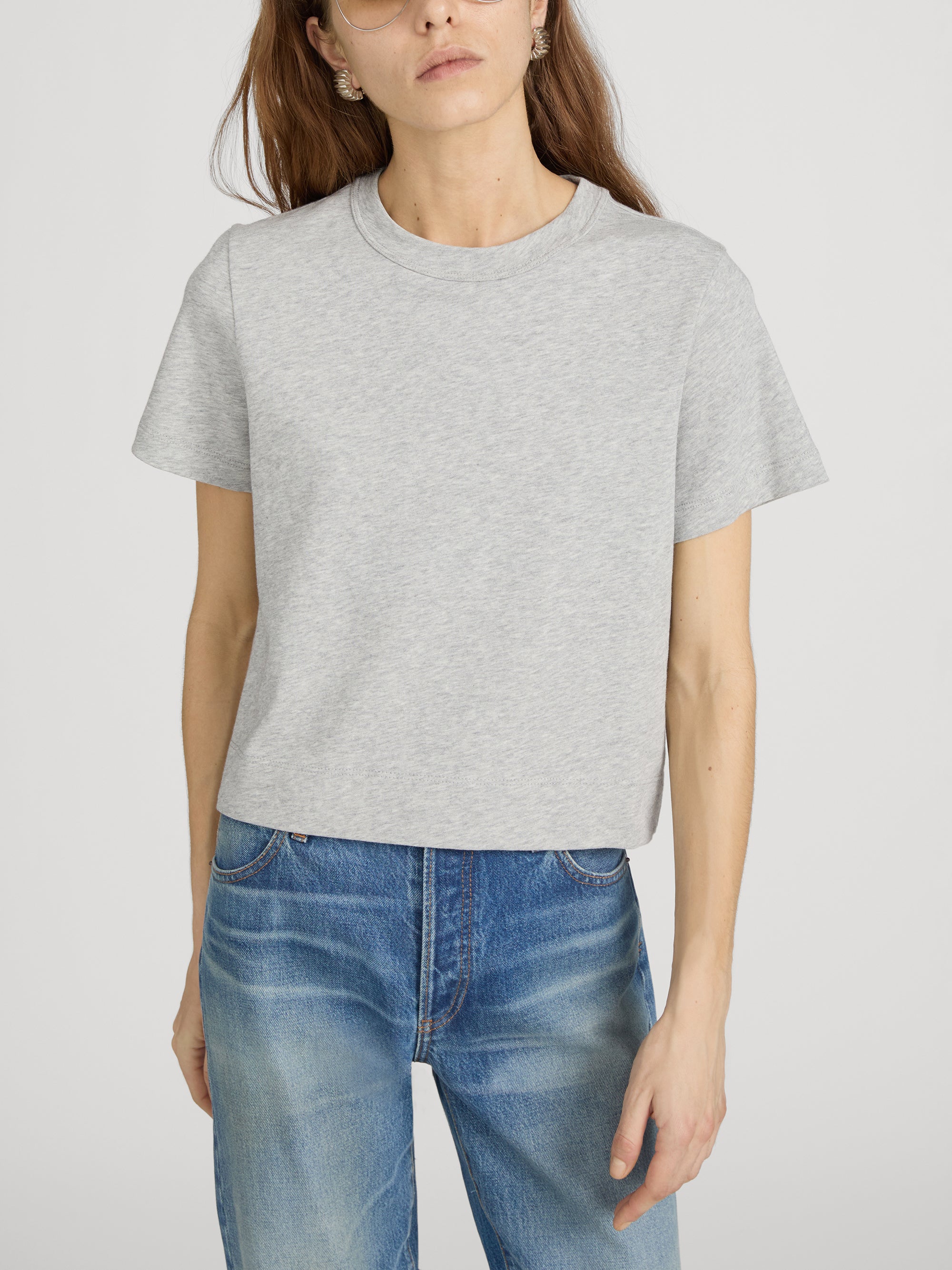 THE HEATHER BOXY TEE HEATHER GREY