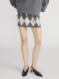 The Brushed Argyle Skirt -- Grey Multi