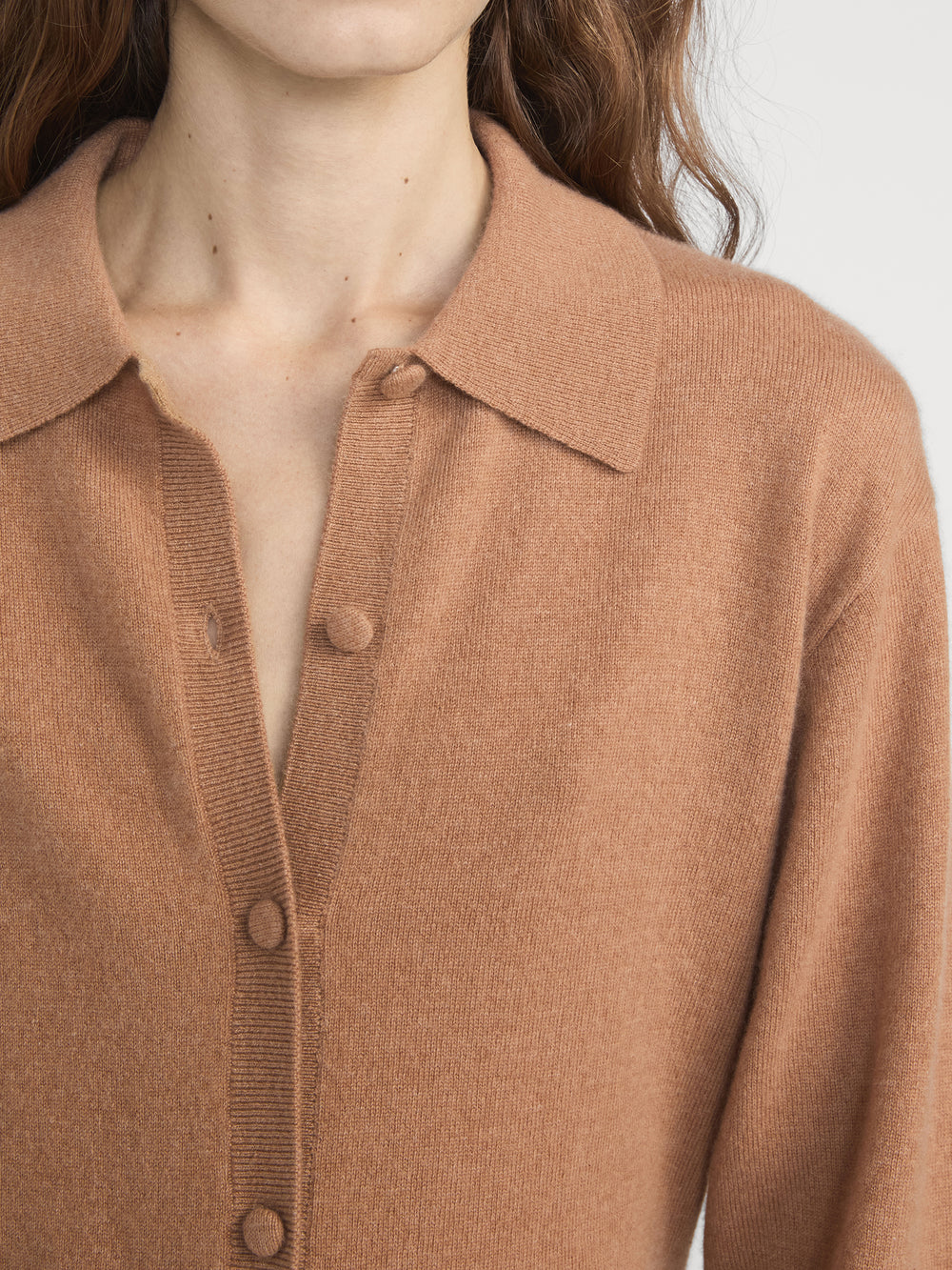 The Cashmere Collared Cardi -- Light Camel