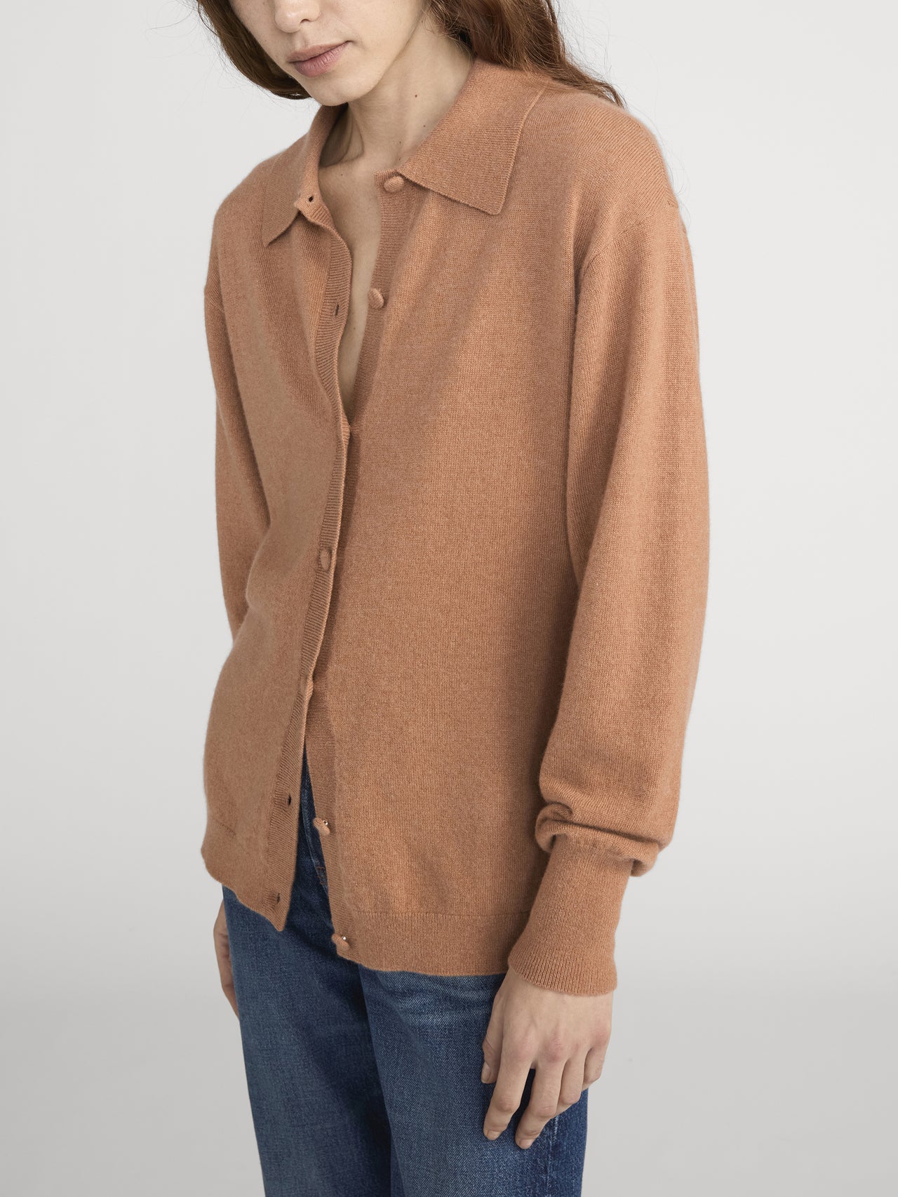 The Cashmere Collared Cardi -- Light Camel