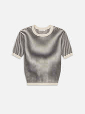 The Striped Gathered Sweater -- Cream Multi