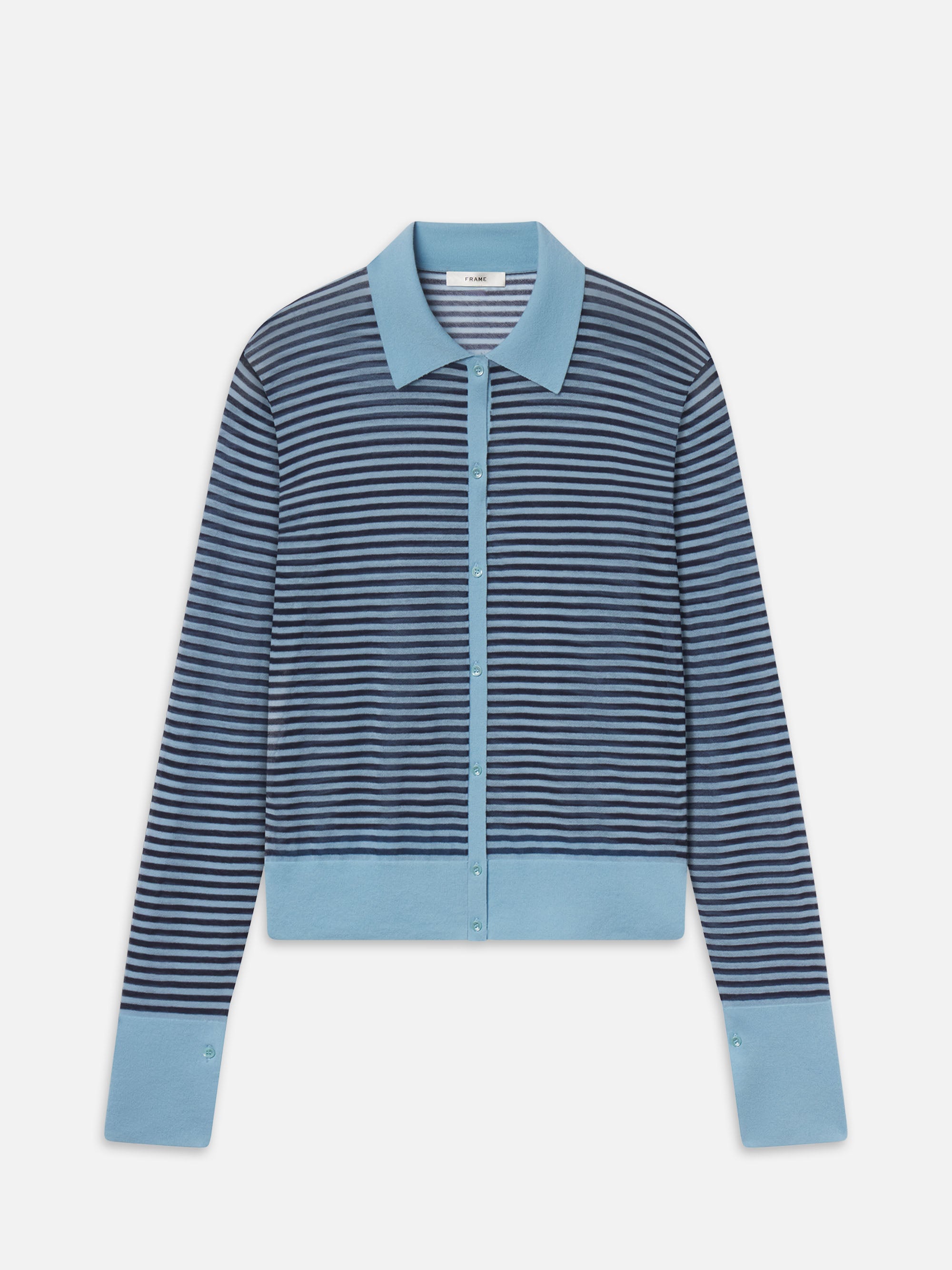 トップス Time is on NEW MIX COLLARED CARDIGAN The Collared Cardigan -- Powder Blue Multi