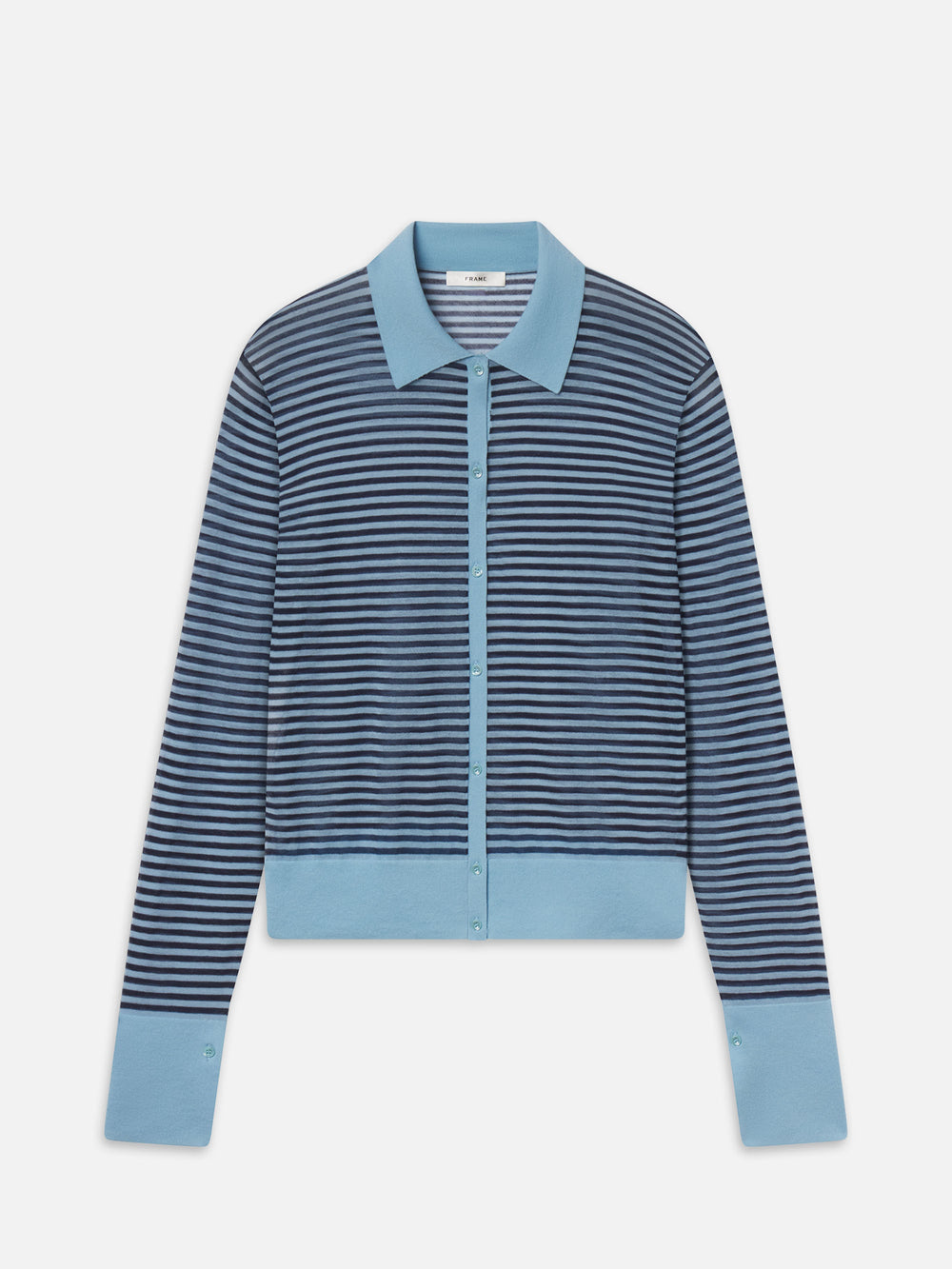 The Collared Cardi -- Powder Blue Multi