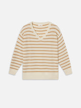 The Cashmere V Sweater -- Cream Multi