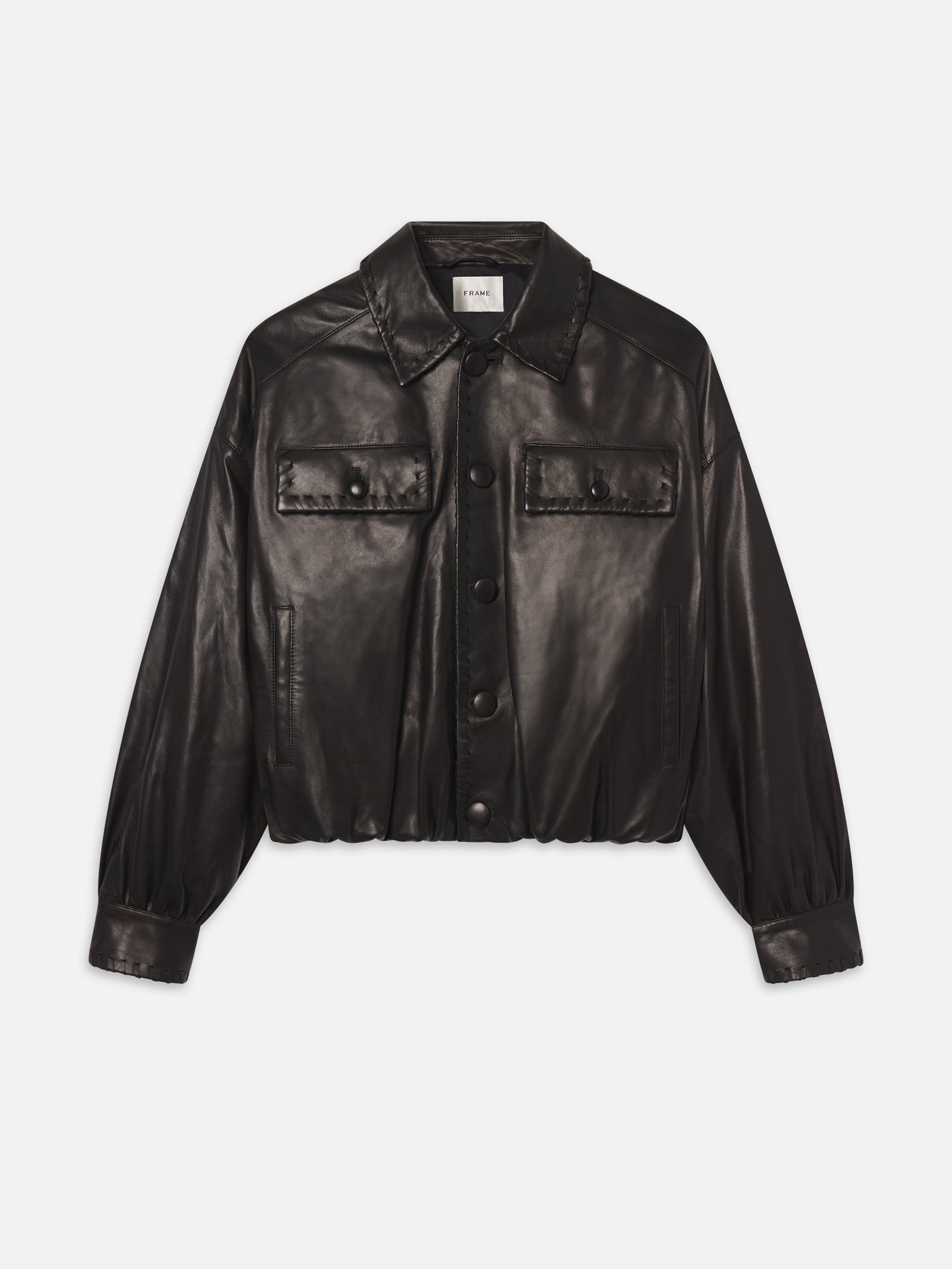 THE LEATHER BUBBLE JACKET BLACK