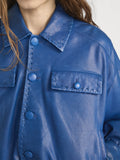 The Leather Bubble Jacket -- Royal Blue