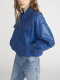 The Leather Bubble Jacket -- Royal Blue