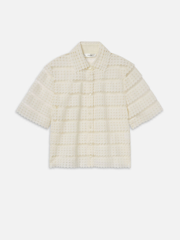 The Lattice Crochet Blouse -- Cream