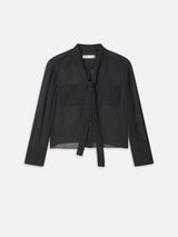 Polka Dot Modern Tie Blouse -- Navy Multi