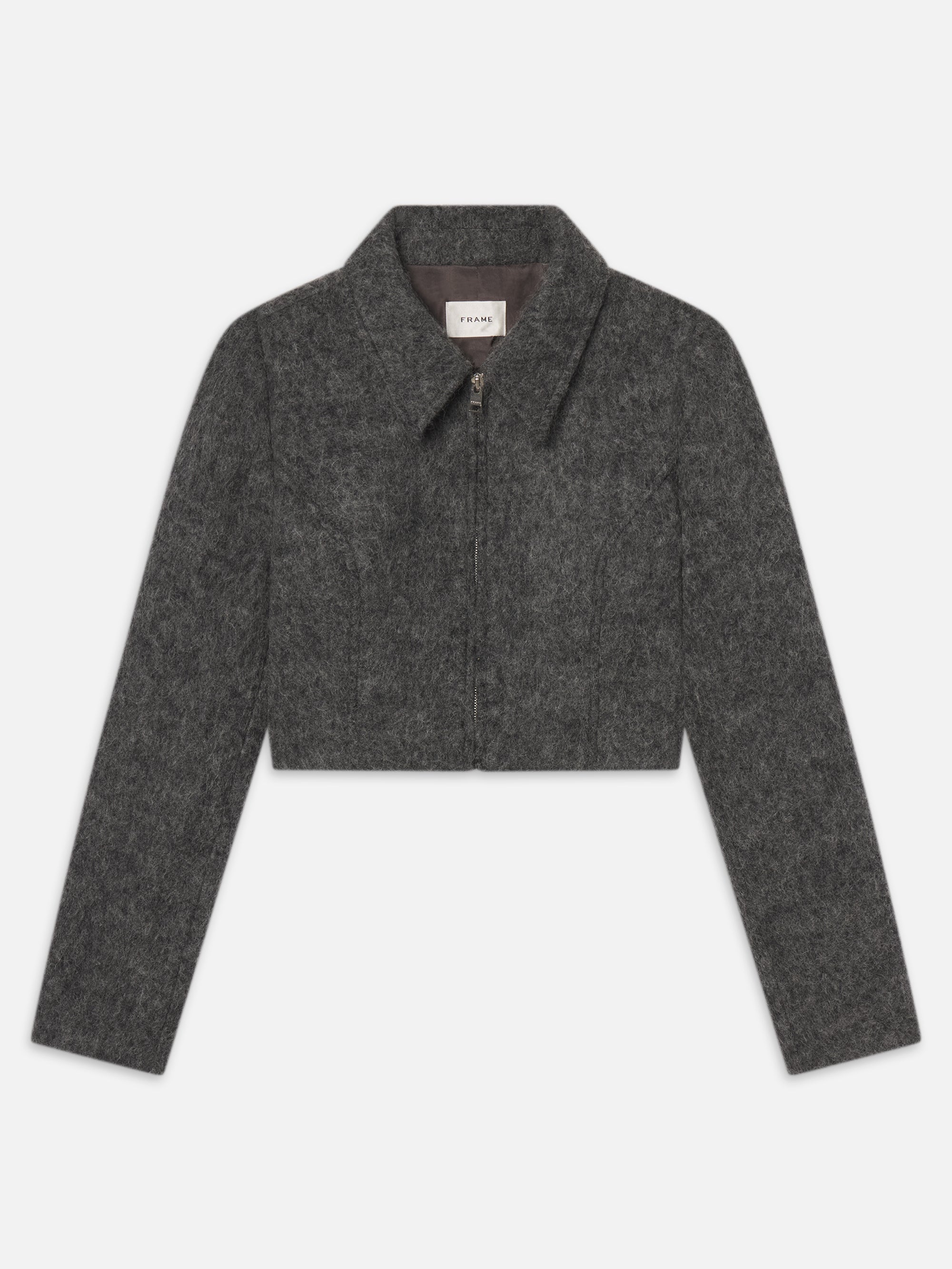 THE WOOL CROPPED JACKET DARK HEATHER GREY