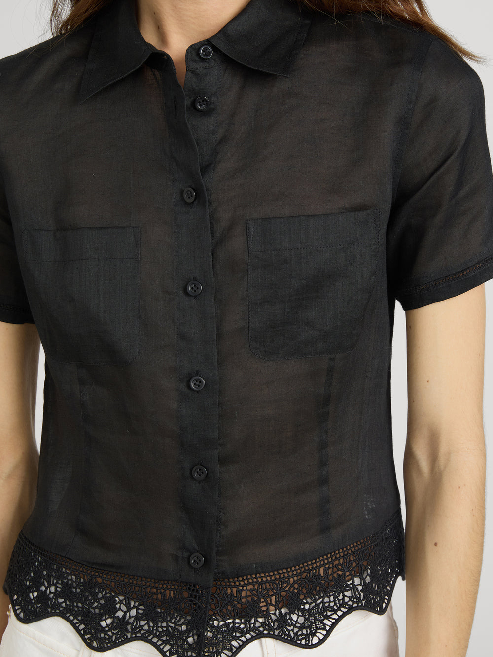 The Embroidered Seaside Shirt -- Black