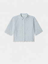 The Petal Eyelet Shirt -- Ice Blue
