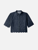 The Petal Eyelet Shirt -- Navy