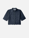 The Petal Eyelet Shirt -- Navy