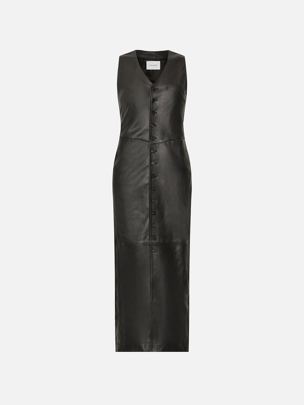 Leather Midi Vest Dress in Black – FRAME