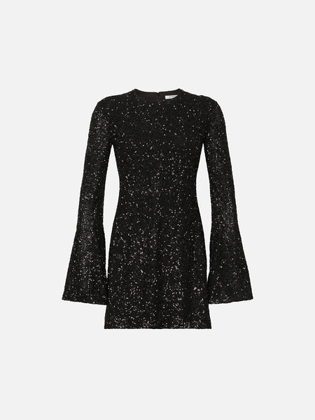 Sequin Flutter Sleeve Dress in Black – FRAME