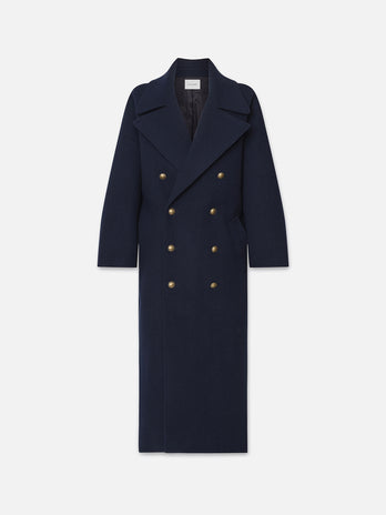 Long Oversized Cocoon Coat in Navy – FRAME