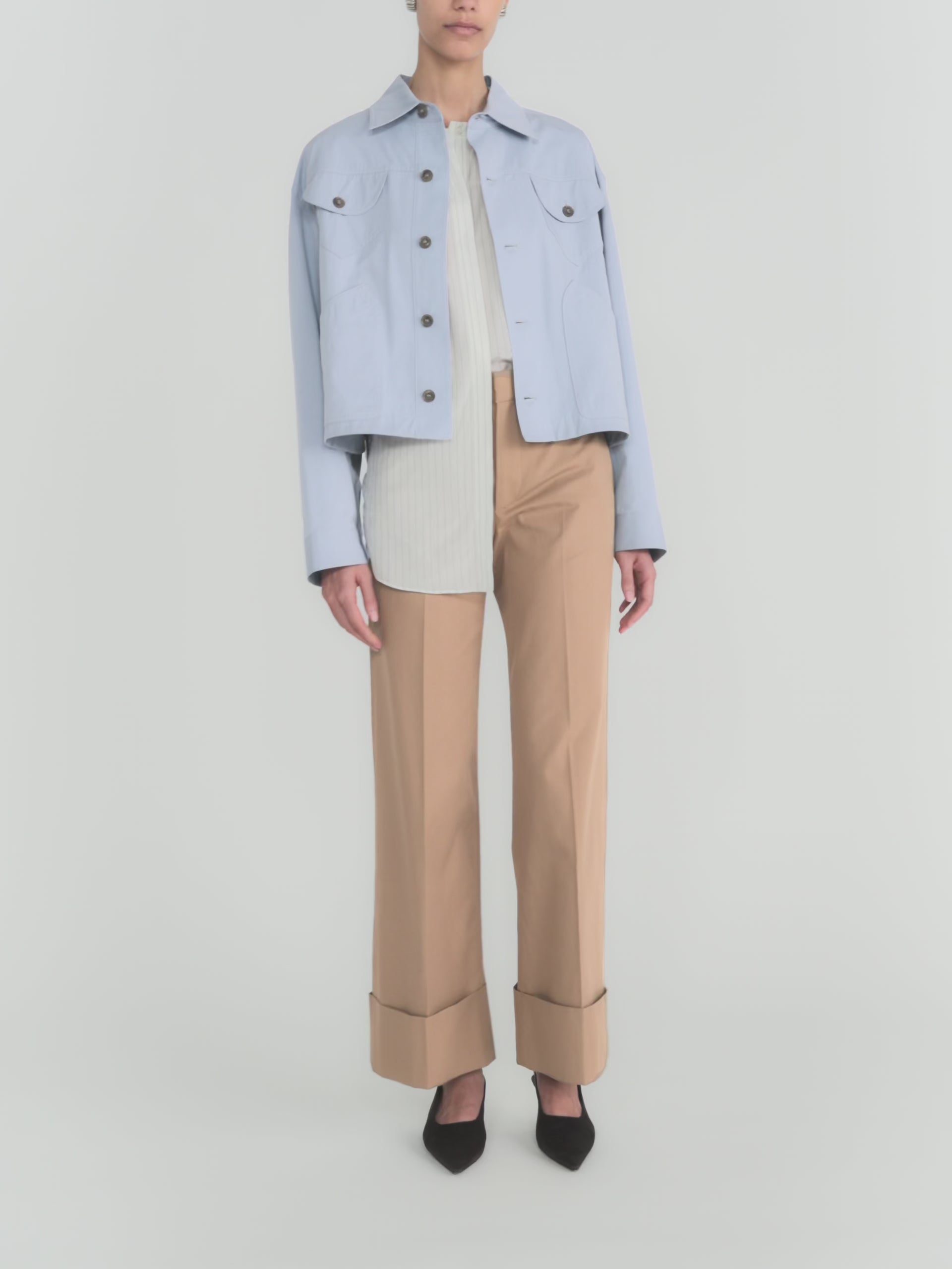 The Cuffed Slim Palazzo Trouser -- Khaki