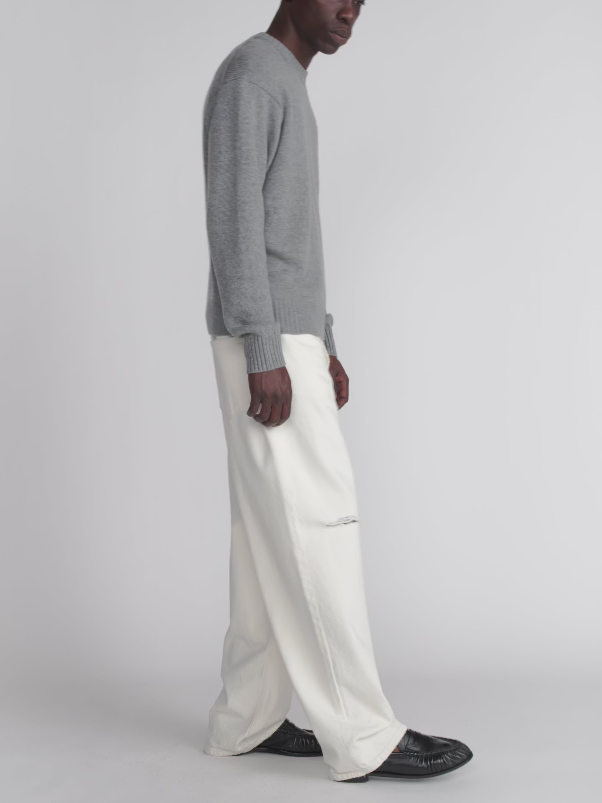 パンツ off-white destroy denim white Baggy Jean -- Off White Destructed