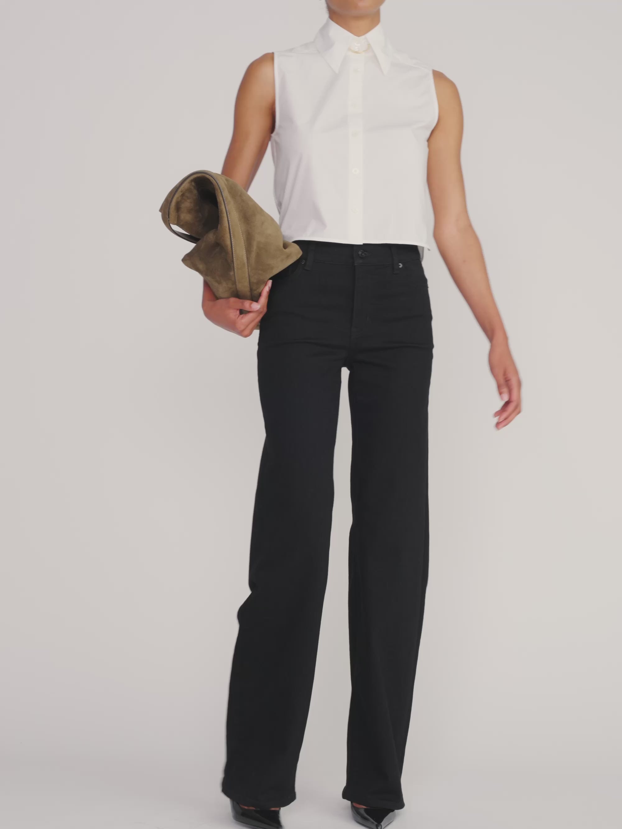 Le Slim Palazzo Long Jean -- Black