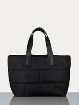 Nylon Quilted Plaque Tote -- Noir