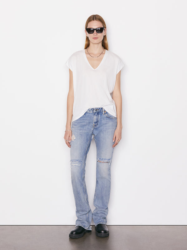 Le Mid Rise V Neck Tee in Blanc – FRAME